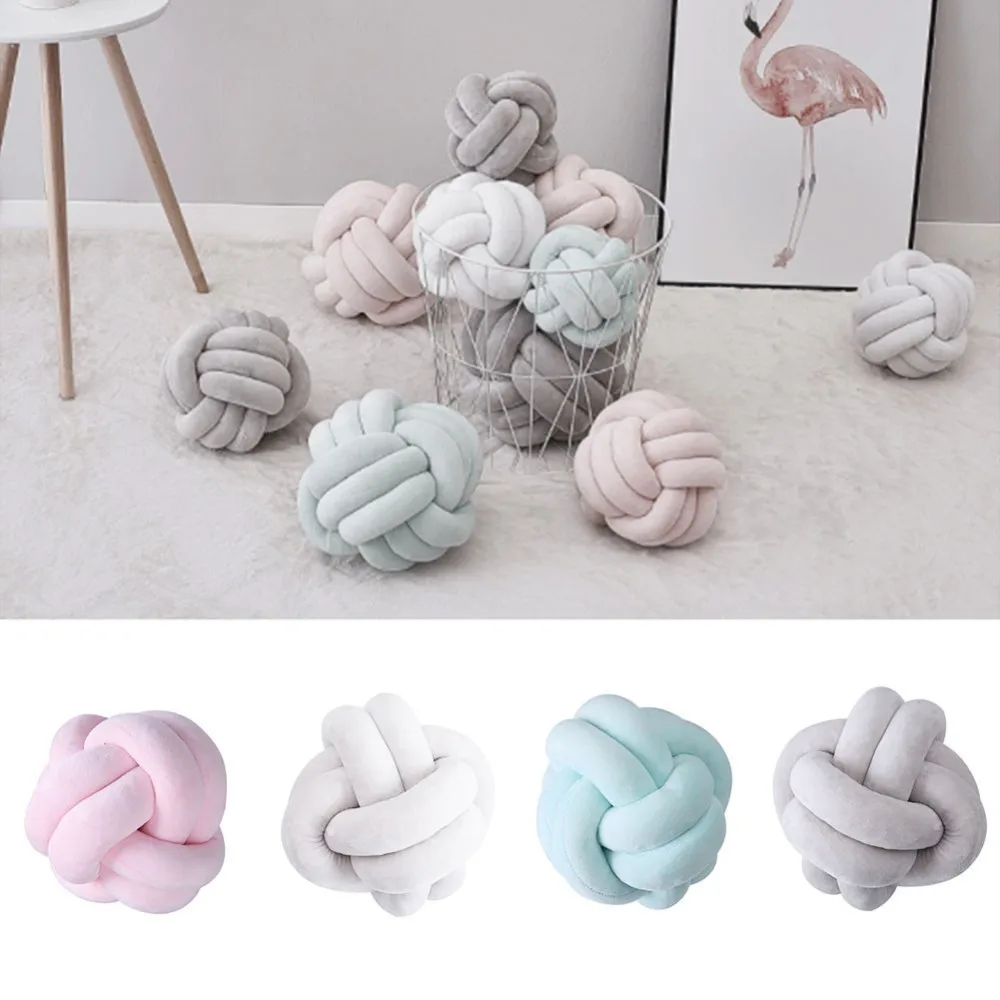 

1pcs Baby Calm Sleep Pillows Dolls Stuffed Kid Adult Bedroom Decoration Warm Nordic Style Pillow Cushion Velvet Ball Knot Pillow