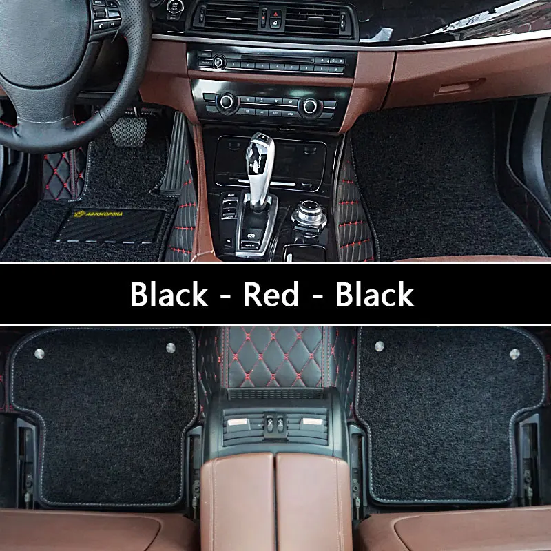 3D напольный коврик для LADA VAZ Largus 2012-, водонепроницаемые кожаные коврики, автомобильные аксессуары для интерьера, автомобильные коврики на заказ - Название цвета: BLACK-RED-BLACK
