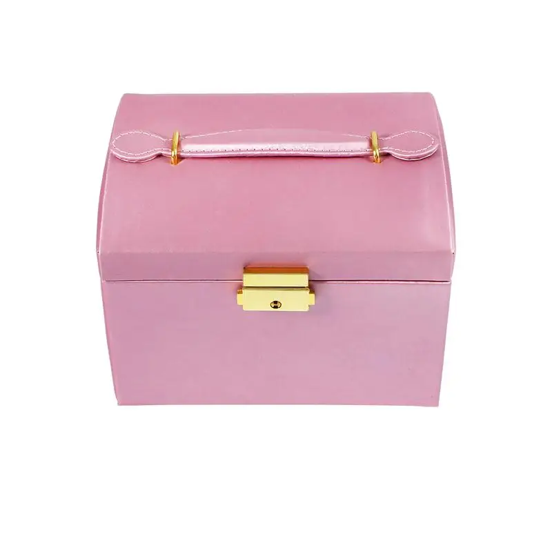 Cosmetic Organizer Jewelry Packaging Box Lockable Makeup Storage Case Organizer with Lift-Up Lid Mirror and Drawers