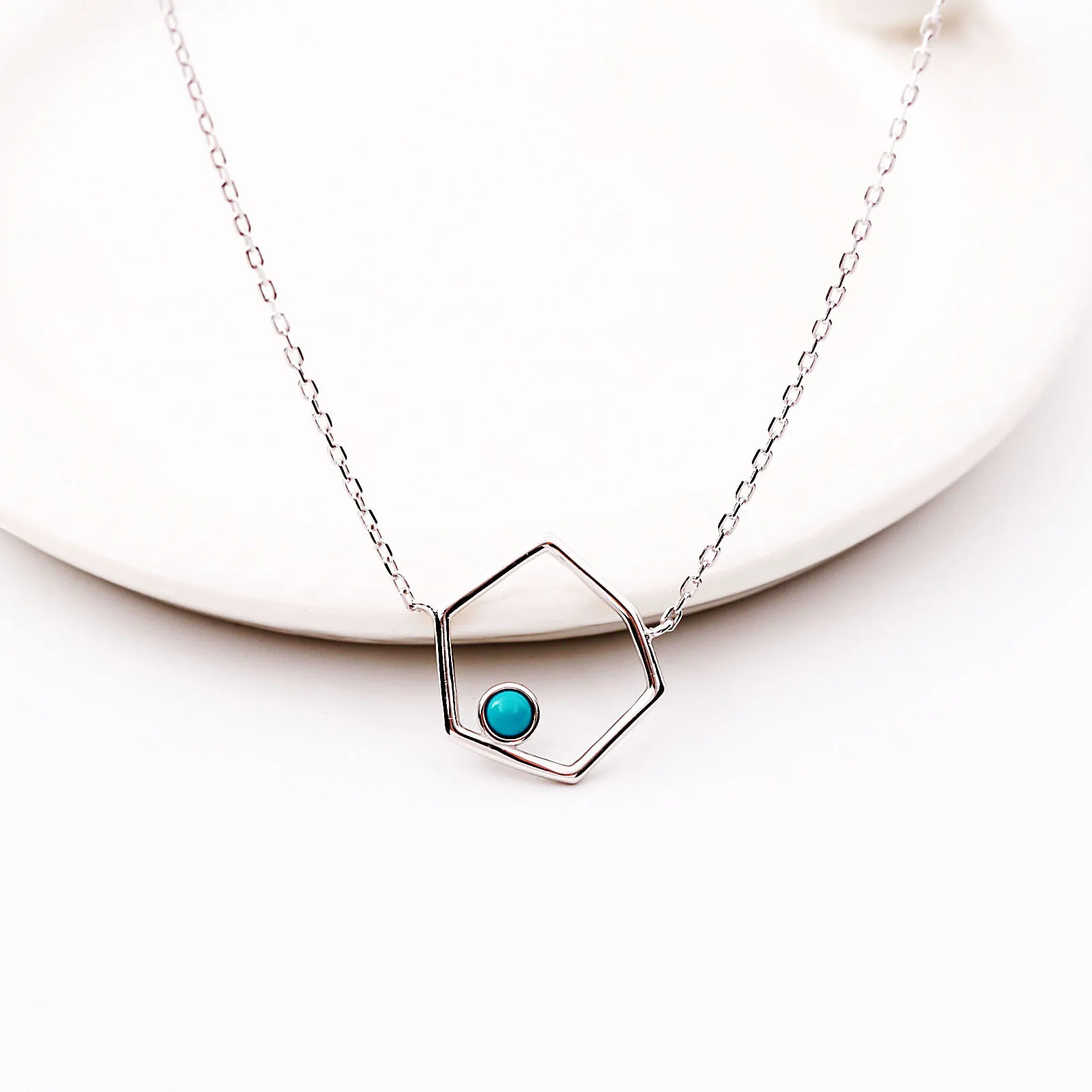 Turquoise women 100% 925 Sterling silver nacklace Jewellery Clavicle chain pendant charms girl gift chocker