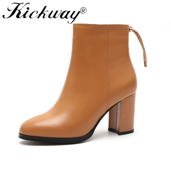 

Kickway 2018 Hot Sale New Arrive Women Boots Round Toe Zipper Ladies Boots Black Beige Winter Keep Warm Ankle Boots botas mujer