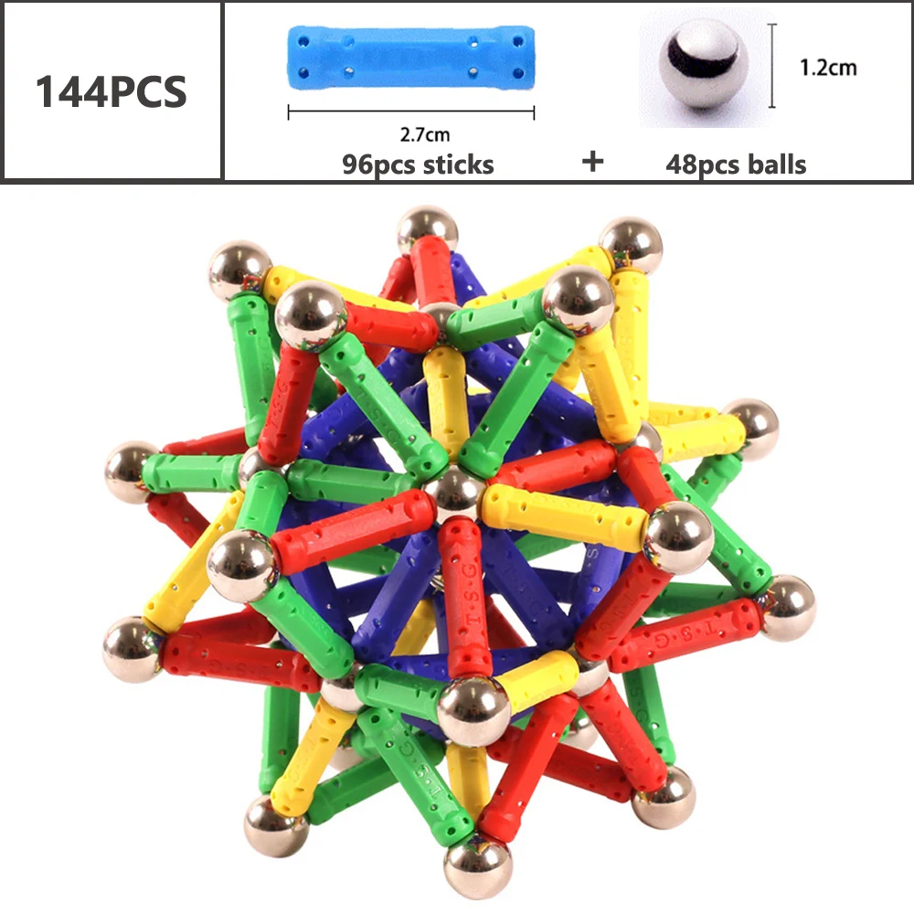 37-144 шт. магнитные дизайнерские строительные игрушки Магнитные стержни металлические шары моделирование и строительные блоки магнитные игрушки для детей Подарки