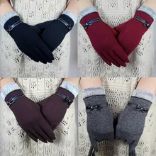 Женские зимние теплые меховые перчатки с бантиком и бархатом, перчатки для вождения на весь палец, женские перчатки для занятий спортом на открытом воздухе, женские перчатки Eldiven