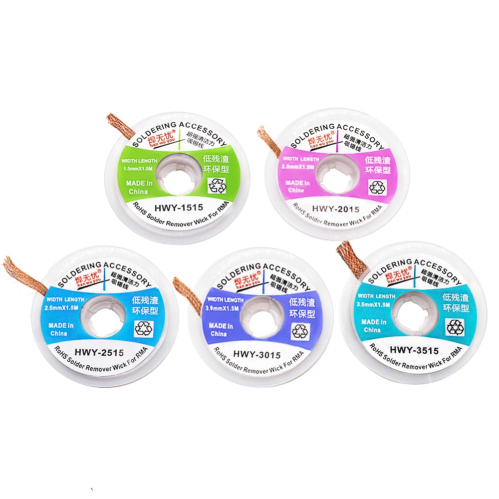 

High Quantity Tin Extractor Width 1.5mm 2.0mm 2.5mm 3mm 3.5mm Length 1.5M Desoldering Braid Solder Remover Wick Wire Repair Tool