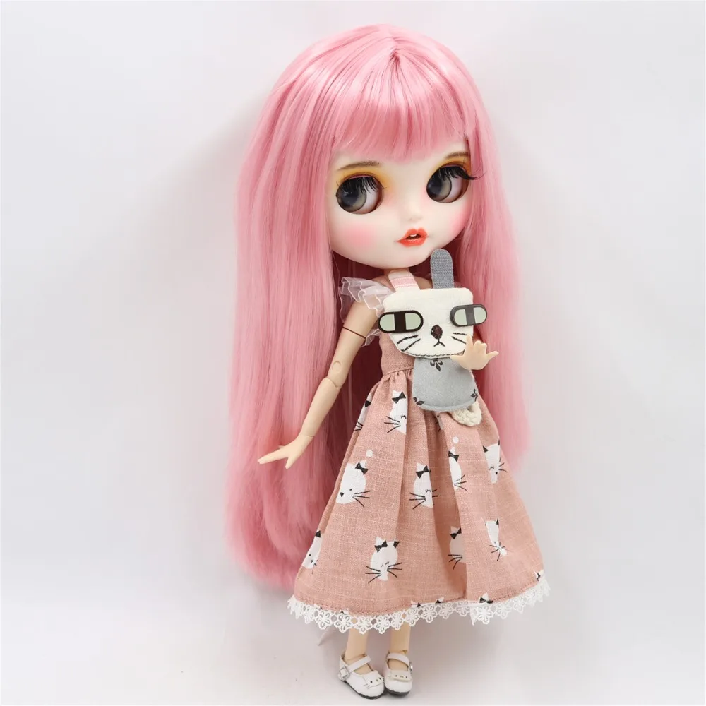 Ледяная фабрика blyth кукла 1/6 bjd белая кожа тела прямые розовые волосы с челкой, новое матовое лицо с зубами, 30 см BL6022