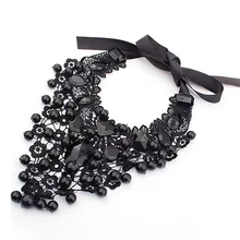 Women Collar Choker Necklace Black Lace Retro Gothic Pendant Vintage Jewelry Accessories 2017 Choker Necklace Female Maxi Colar