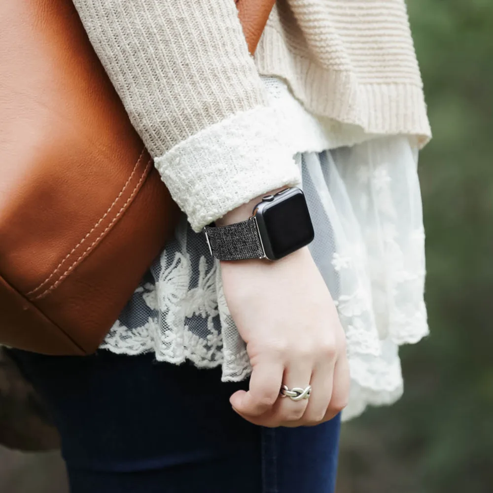 Ремешок для часов Apple Watch ремешок 44 мм 40 мм кожаный холщовый браслет с металлической пряжкой наручный ремень ремешок для часов iWatch серии 4