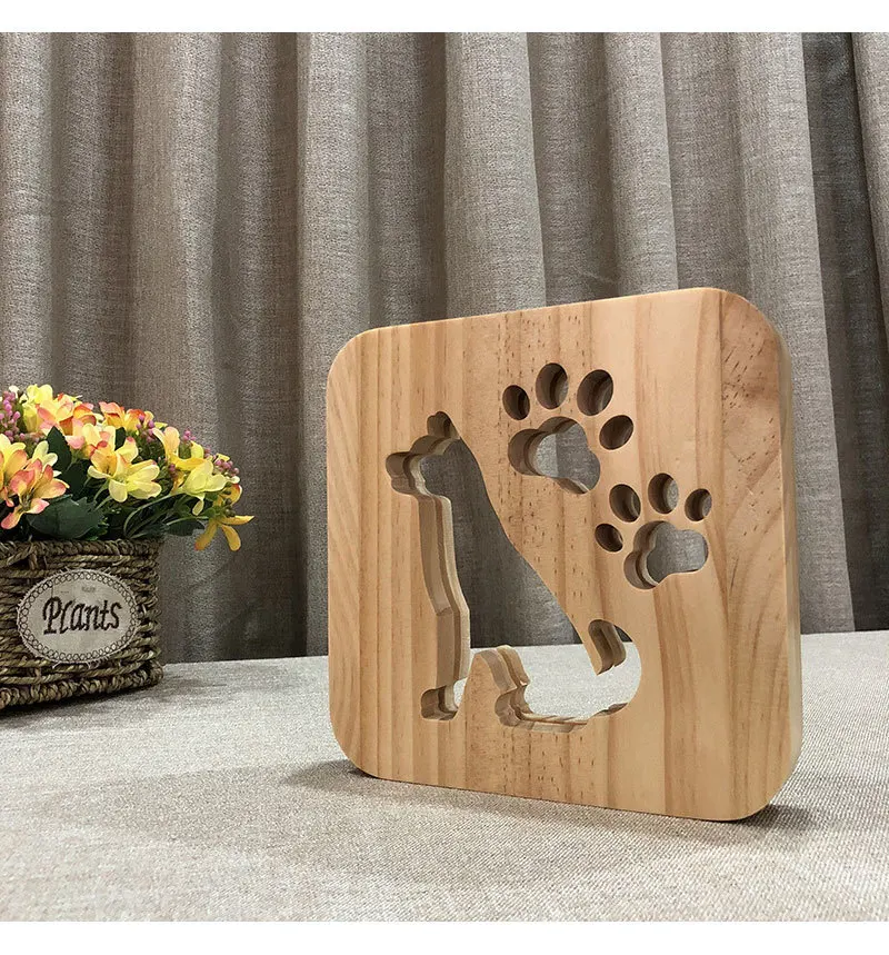 Creative 3D LED Wooden Lights Cute Dog Night Lamp Warm Mood Lamp 3D Shadow Luminaria Lamp Birthday Gifts For Baby Kids Bedroom Decor (2)