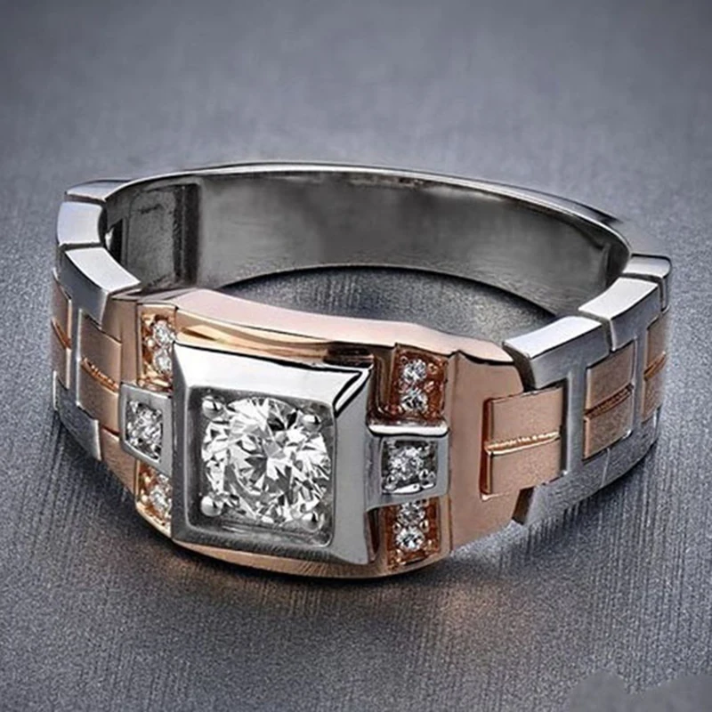 

Vintage Two-Tone Metal Punk Square Stack Men Rings Fashion Watch Belt Buckle Finger Rings for Women Wedding Jewelry O5M340