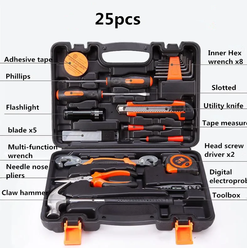 Многофункциональная домашняя комбинация инструментов, набор инструментов в штучной упаковке, ручная Деревообработка, Набор садовых электроинструментов - Цвет: 25pcs
