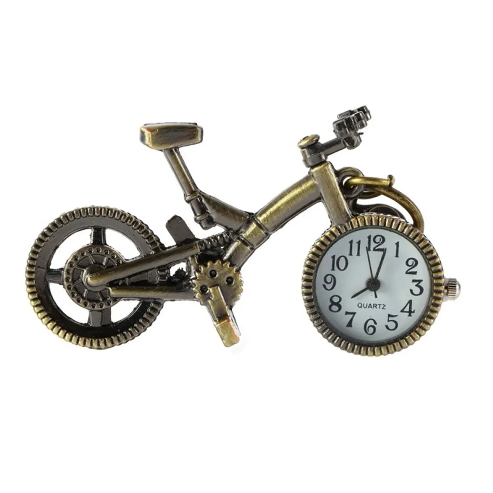 

OUTAD Retro Mini Bronze Bike Bicycle Design Pocket Watch Pendant KEY Chain Quartz Watches