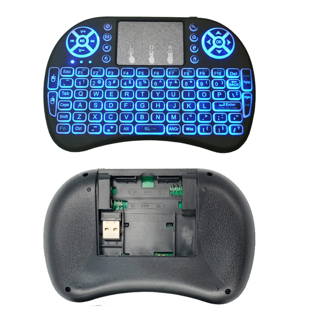Мини-клавиатура i8, 7 цветов, подсветка, английский, русский, 2,4 ГГц, беспроводная клавиатура, Air mouse, тачпад для Android 9,0 8,1 h96 max