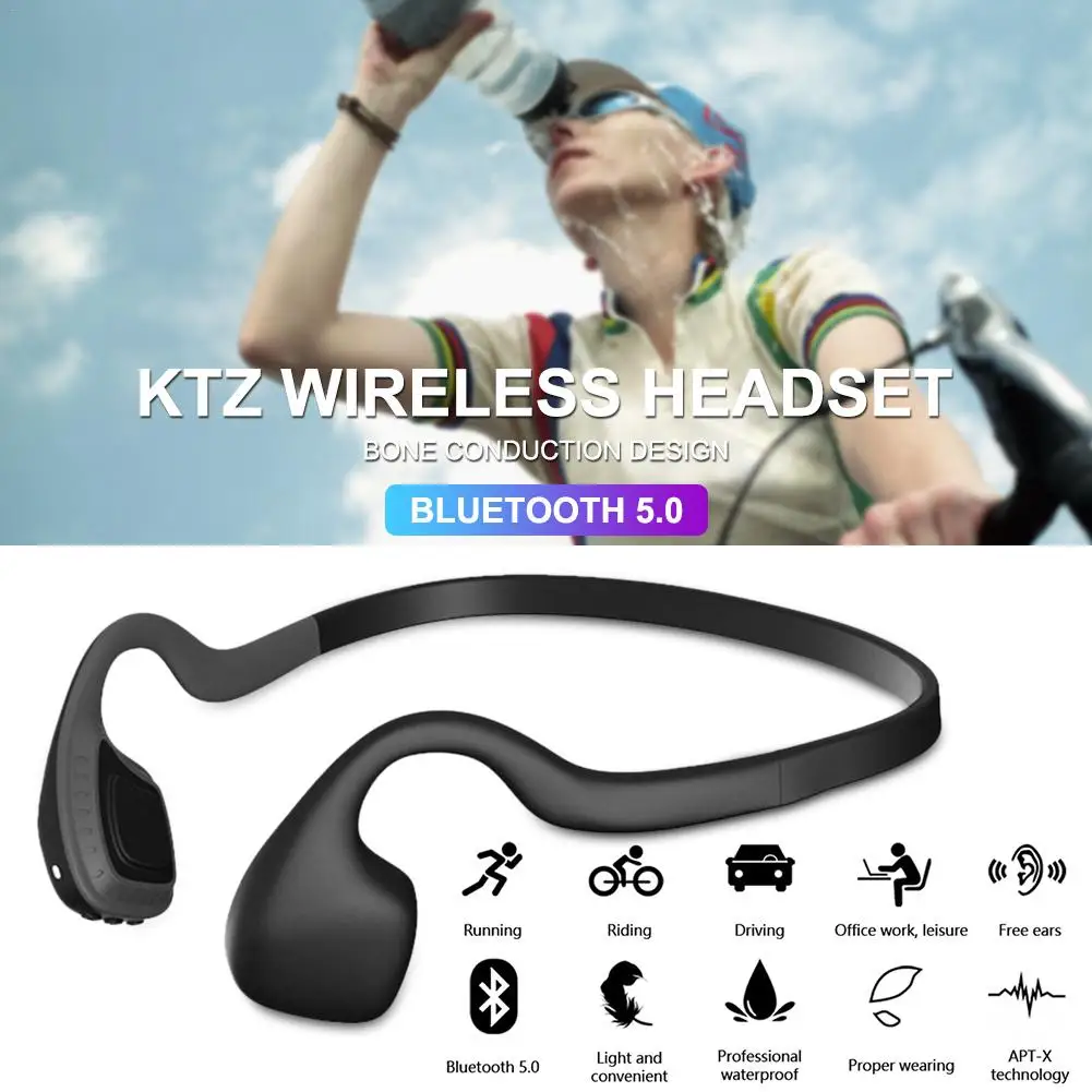 KTZ Bluetooth 5,0 Гарнитура костной проводимости Беспроводные спортивные наушники для бега наушники с креплением на шею для смартфона