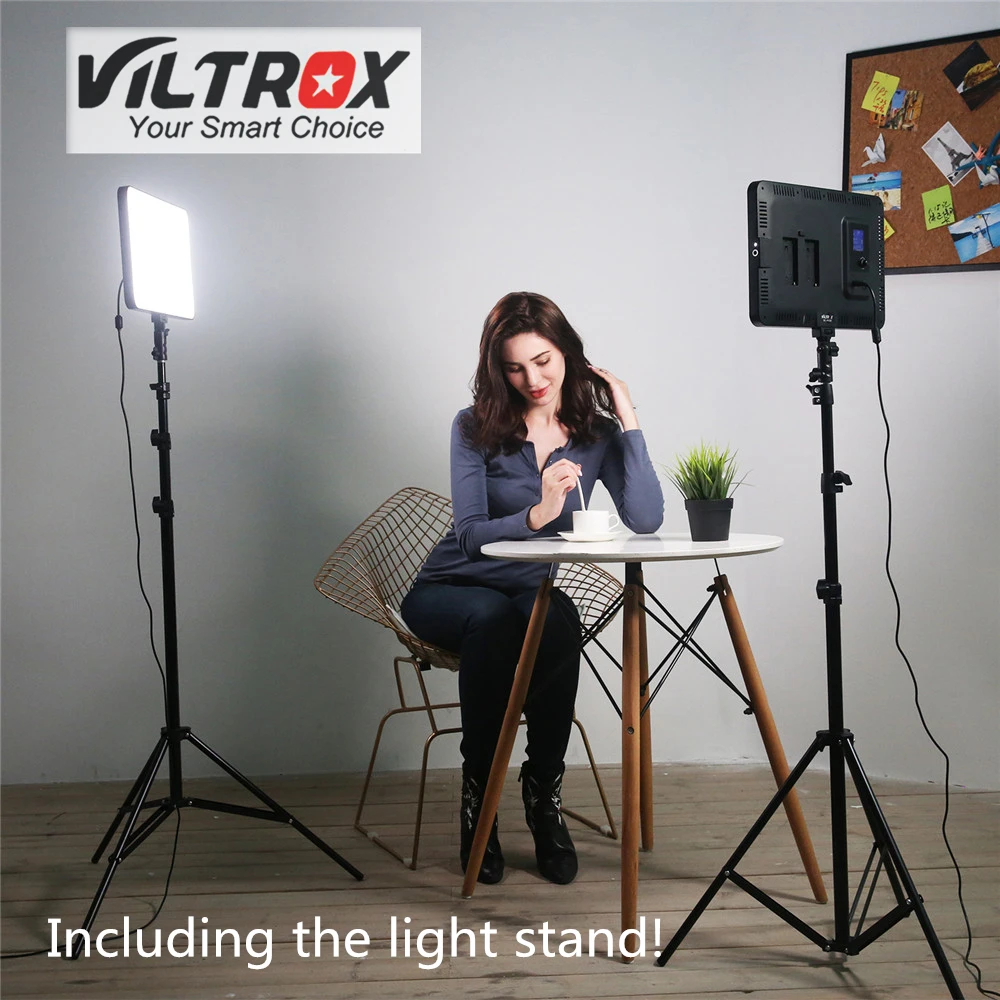 

Viltrox VL-400T 40W Camera LED Studio Video Light Bi-color Dimmable + Remote Control +Light stand For Facebook YouTube show Live