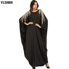 Абая для мусульман, Дубай, черные женские макси платья, сексуальные, рукав "летучая мышь", расшитые бисером, Moslim платье, кафтан, Исламская Турецкая одежда