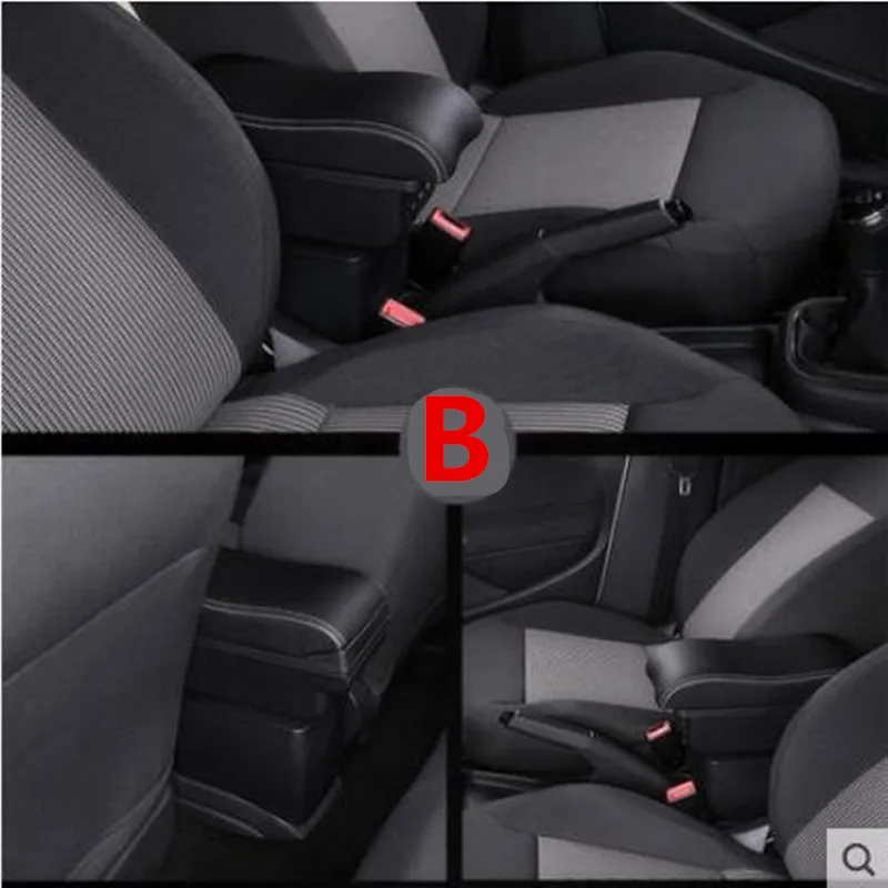 For Ford Focus 3 Armrest box 2013 FORD FOCUS3 Car accessories Interior storage box Original armrest chargeable usb - Название цвета: B black black line