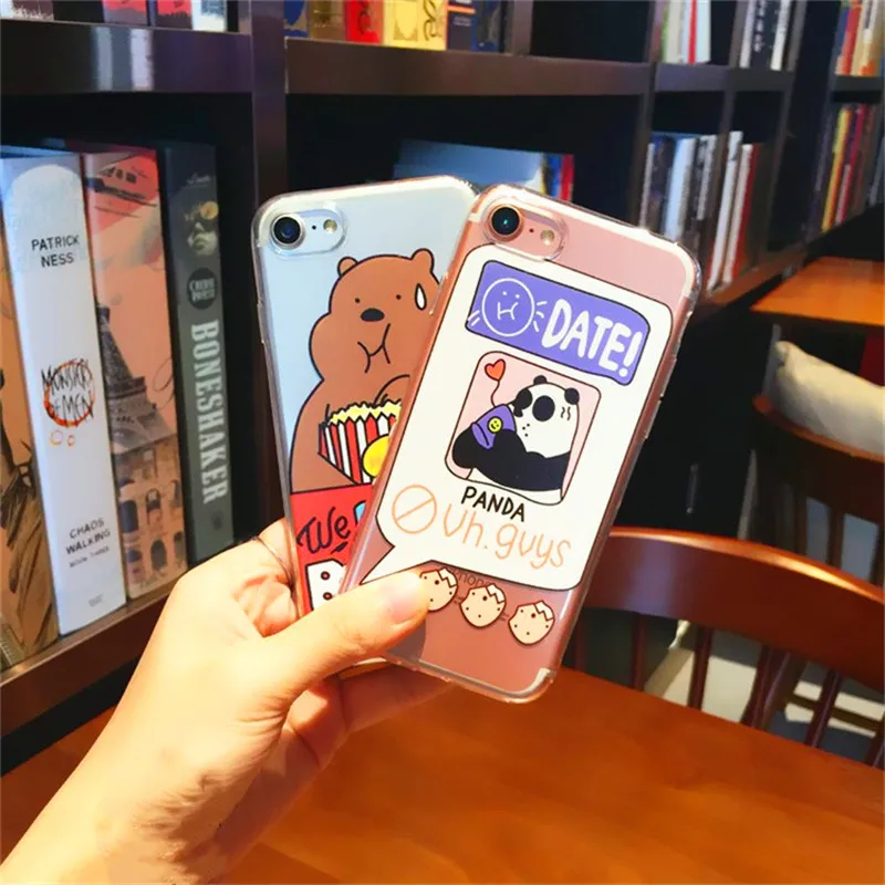 Прозрачный мягкий чехол для телефона из ТПУ с рисунком медведя панды iPhone 5 5S SE 6 S 7 8