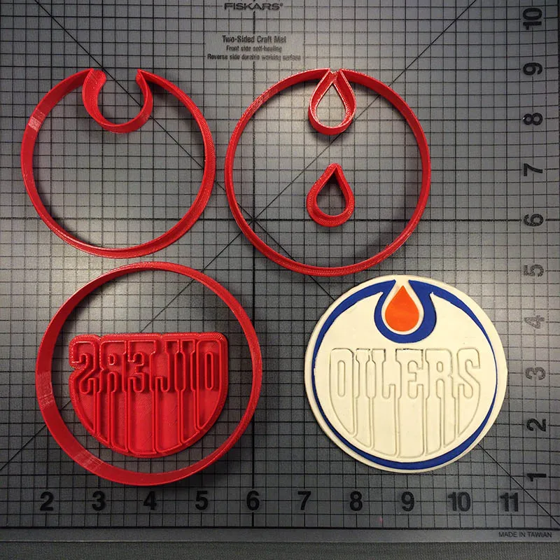 Спортивная хоккейная команда символ формочка для печенья сделанная 3D печатная форма для печенья помадка кекс Топ формочка для печенья набор Инструменты для выпечки торта - Цвет: Oilers 4inch N8143