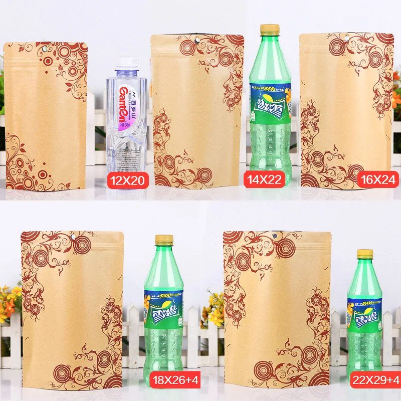 Buy 50pcs/lot High Quality Food Grade Self Adhesive Bags Kraft Paper Floral