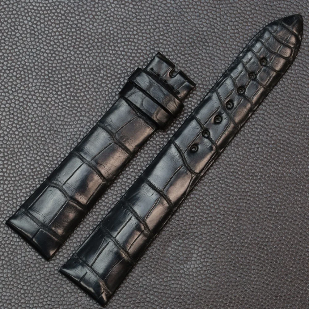 Ремешок для часов SAUPPO из кожи аллигатора 18 мм черный мужские и женские аксессуары