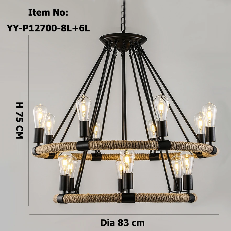 Retro American Village Rope Chandelier Creative Past Rustic Chandelier Creative Past Rustic