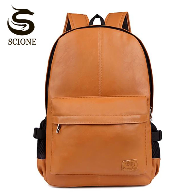 www.bagsaleusa.com : Buy Hot Top PU Leather Waterproof Travel Laptop Backpack Bag For College Simple ...