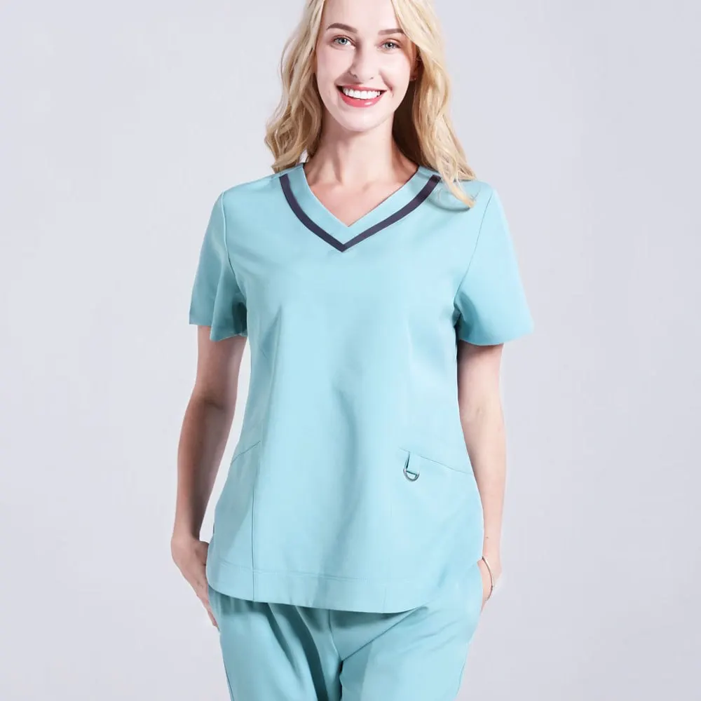 

Summer Women Stretch Nurse Uniform Medical Workwear Scrubs Surgeon Scrub Set Mint Pink Short Sleeve Dentist Hospital Outfits