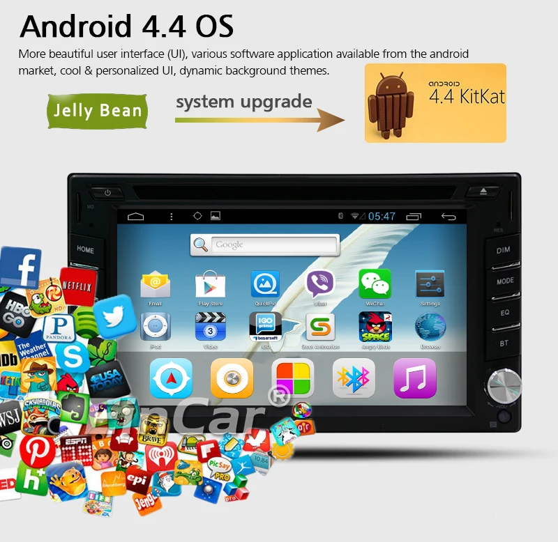 Sale Android 5.1 6.2" 4-Core USB Logo GPS Car DVD HeadUnit Radio AMP EQ Map Capacitive Video Auto 1080P OBD2 Stereo 2Din 1
