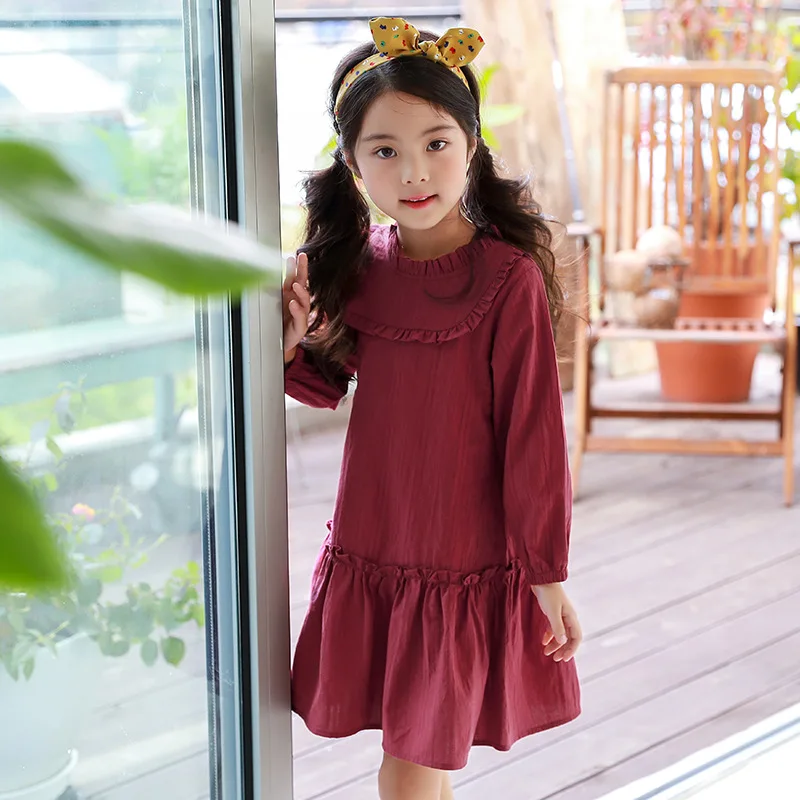 

2018 Girl Party Dress Spring A-line Kids Dress For Girls Autumn Princess Dresses Children 2-14 Clothes Girl Long Sleeve Clothing