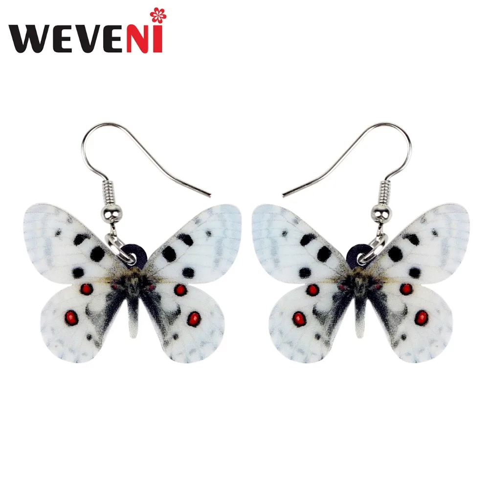 

WEVENI Acrylic Fashion Parnassius Bremeri Butterfly Earrings New Dangle Drop Trendy Jewelry For Women Girl Bijoux Insect Charms