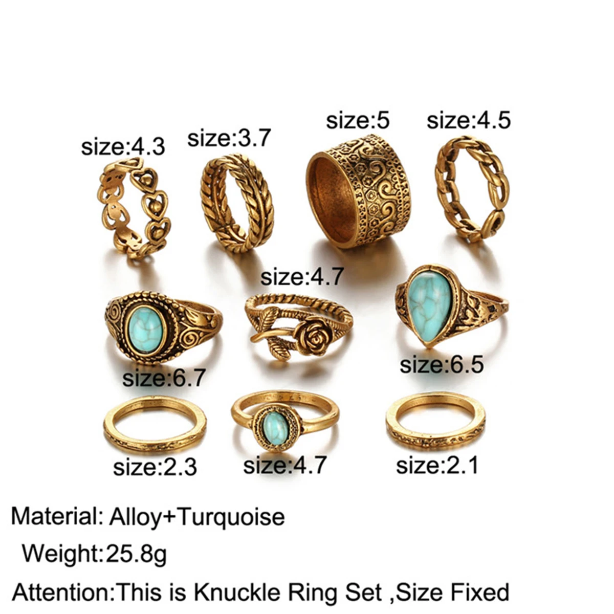 10pcs Boho wedding rings set for women natural stone flower finger above knuckle midi stacking ring female bijoux anel masculino