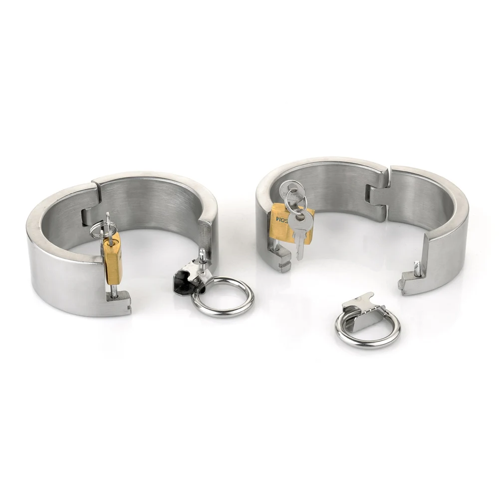 Запираемые наручники БДСМ из нержавеющей стали бондажные игры ограничители секс