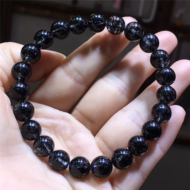 Natural Black Hair Rutilated Quartz Stone Bracelet (6)