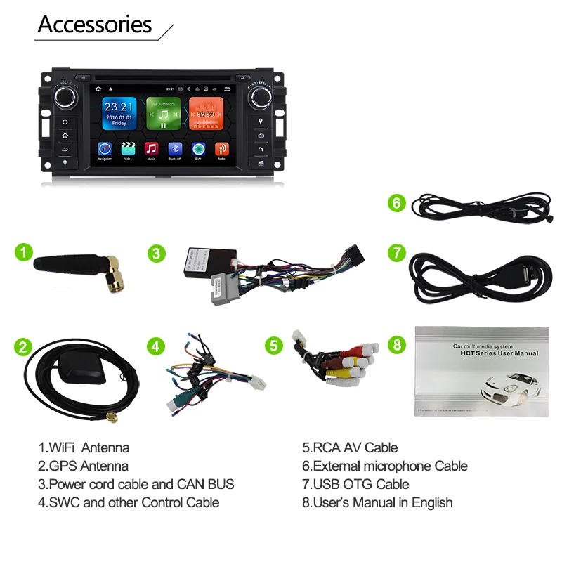 Top Car Multimedia player 2 din android 8.0 8.1 Radio For Jeep/Chrysler/Dodge/Liberty/Wrangler/Sebring/Grand Cherokee Radio GPS Wifi 2