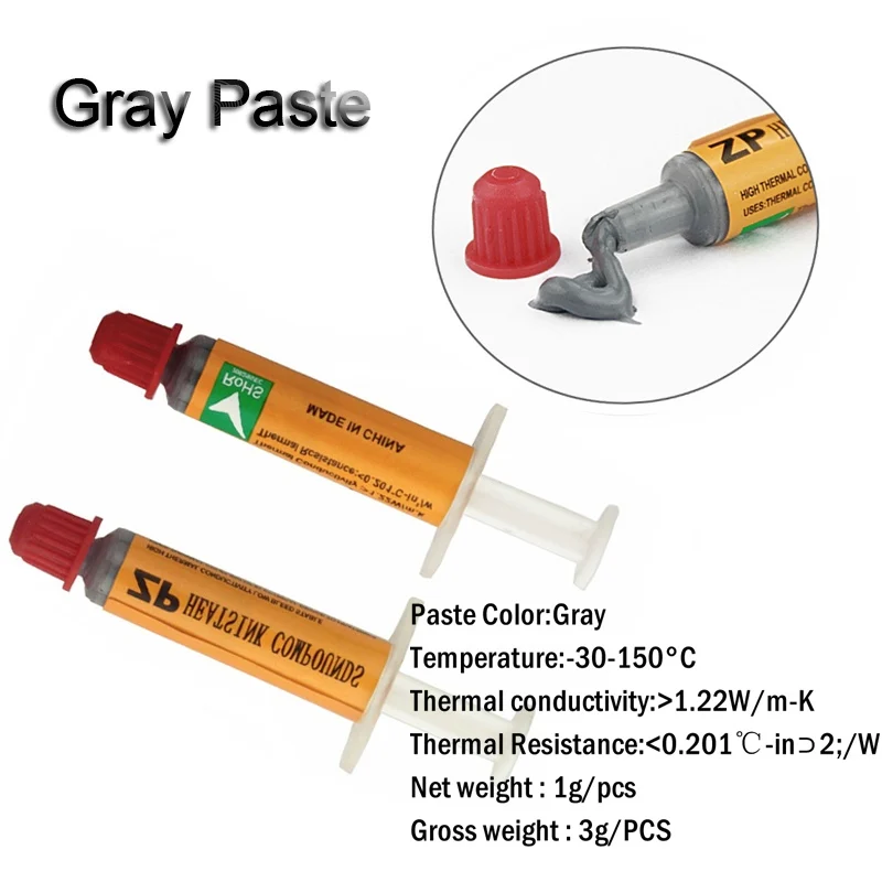 2 Pcs Silicone Thermal Heatsink Compound Cooling Paste Grease Syringe for PC CPU