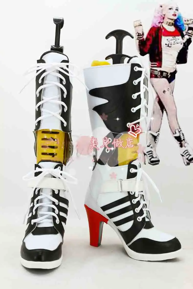

Anime Batman Harley Quinn Boots Cosplay Shoes for Costume Custom Made Halloween Free Shipping