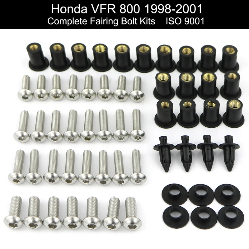 

For Honda VFR800 1998-2007 Motorcycle Complete Full Fairing Bolts Kit Stainless Steel Fairing Clips Nuts