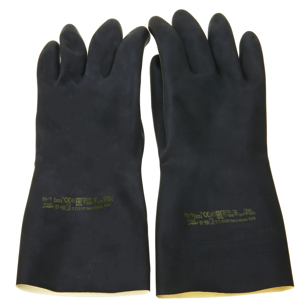 2pcs Black Heavy Duty Natural Rubber Gloves Household Gloves Acid Alkali Resistant Chemical Gauntlet for Garden Tool