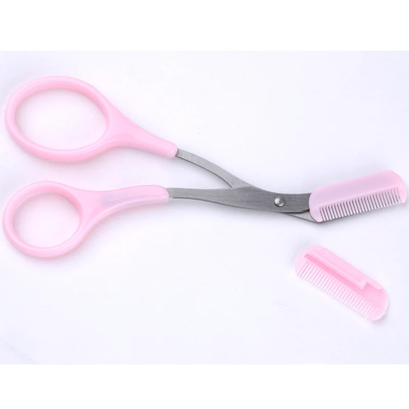 Розовые ножницы для стрижки бровей с расческой для женщин и мужчин для удаления волос для ухода за шерстью Бритва для бровей Триммер для бровей зажимы для волос
