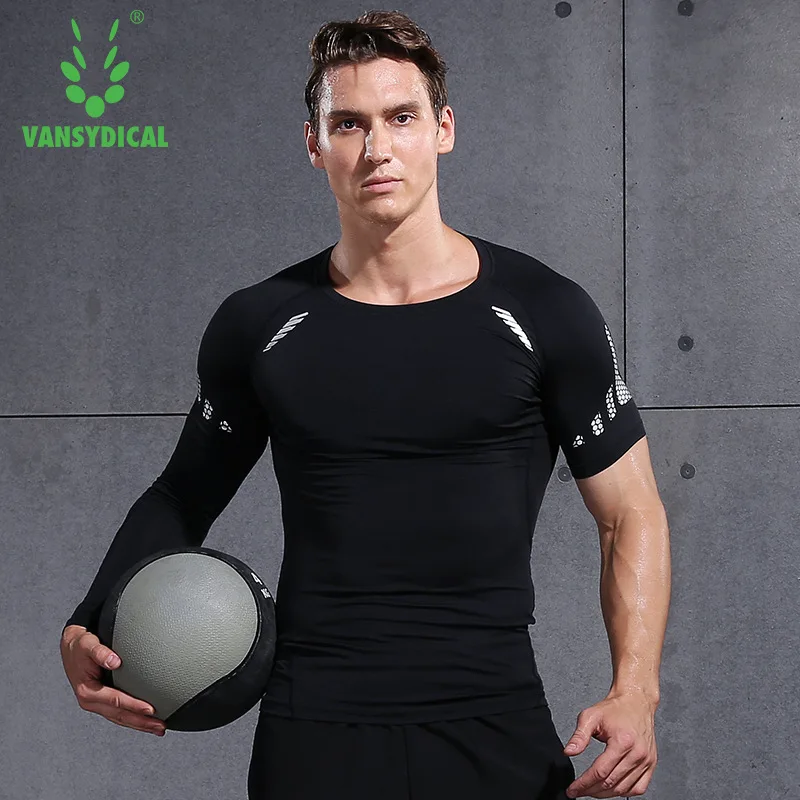 Vansydical Men's Gym Compression Shirts Quick Dry Fitness Running T