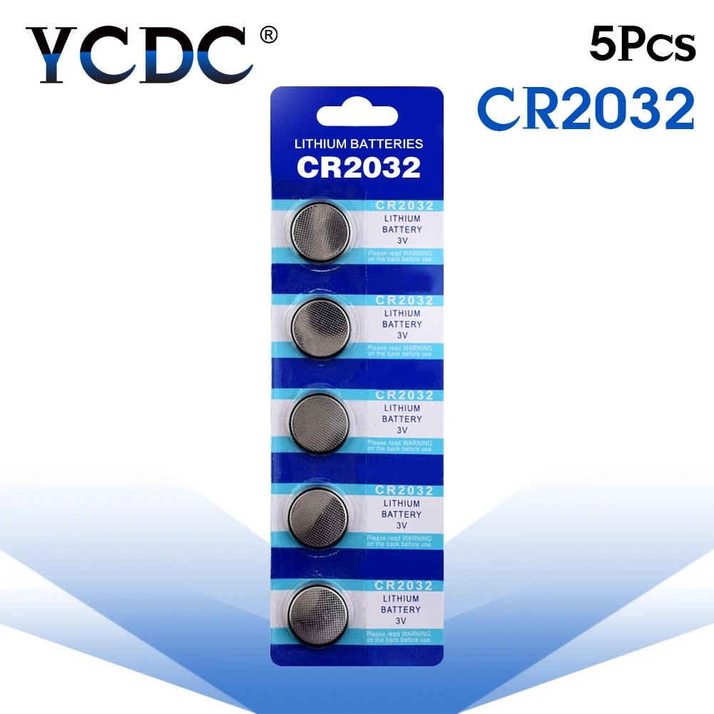 YCDC, 5 шт., cr2032, 3 в, Li-Po, литиевые элементы, кнопочные батареи, 5004LC, ECR2032, CR2032, DL2032, KCR2032, cr2032, 3 в, батареи для игрушек