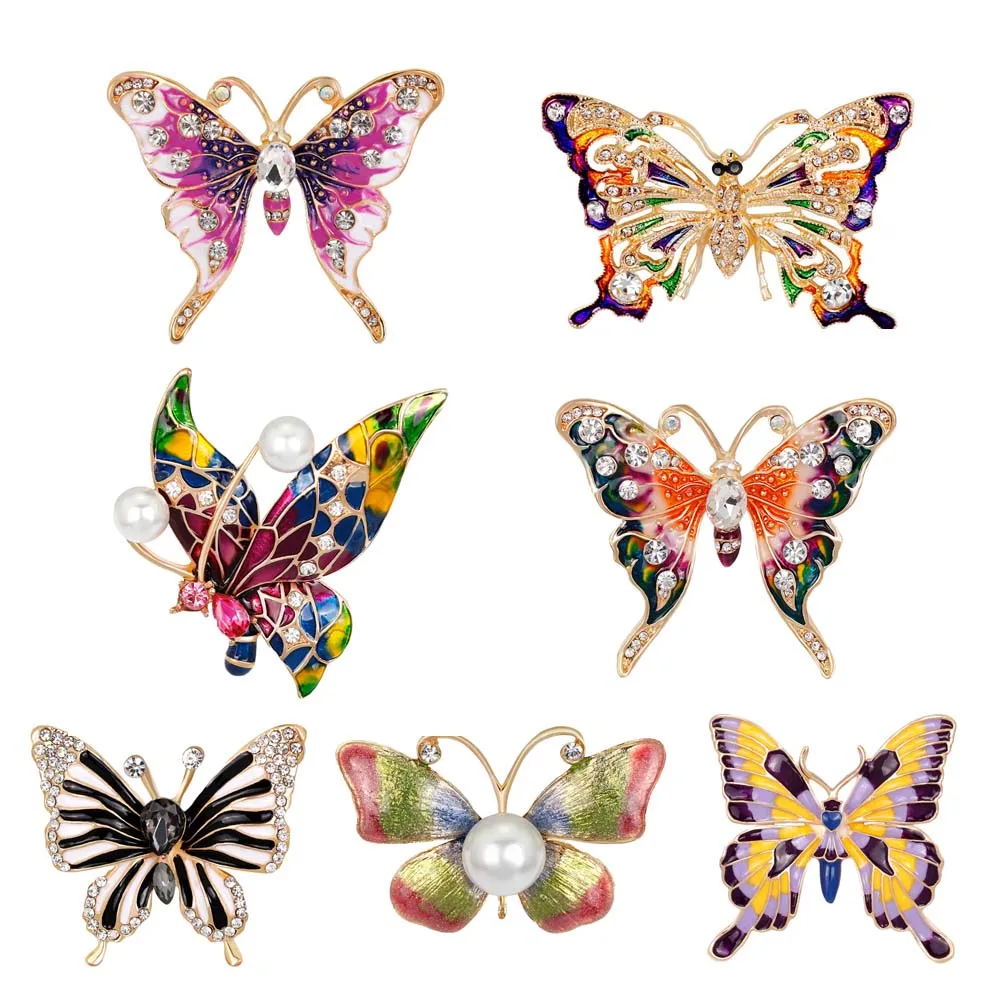 

Fashion Vintage Rhinestone Butterfly Brooch Pin Women Dress Brooch Pin Trendy Corsages Jewelry Broches Scarf Clothes Hijab Pins