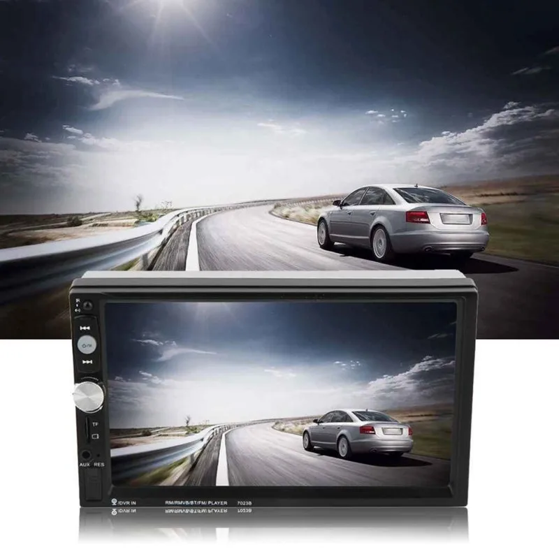 

7023B 2Din 7inch Bluetooth Car Stereo MP5 Player with Card Reader Radio Tuner Fast Charge with Camera 0255