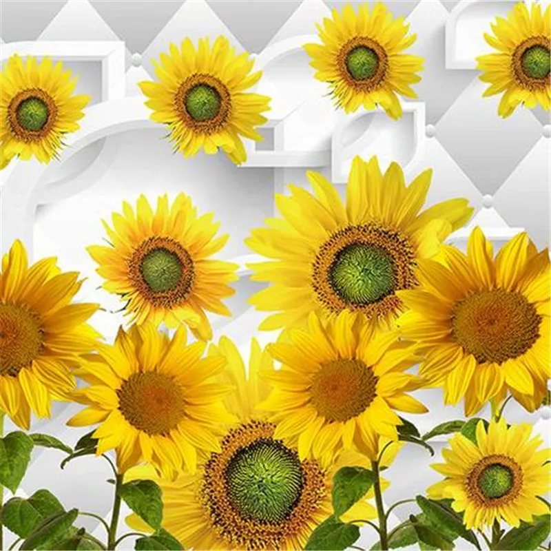 Custom Photo Wallpapers 3D Sunflowers Murals Nature Landscape Wall