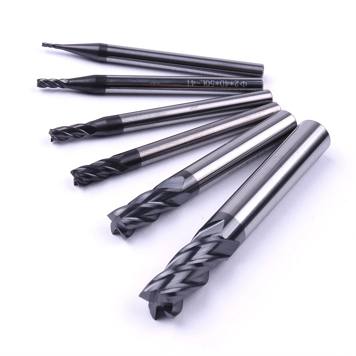 

6Pcs/set Tungsten Steel 4 Flute 45 Degree Coated End Mill Cutter Bits for CNC Machine