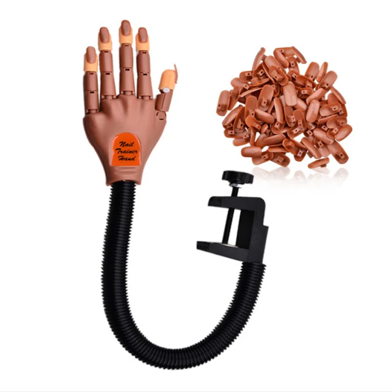 

Nail Art Practical Training Hand+100pcs Nail Tips Adjustable Nail Art Model Hands DIY Manicure Tool For training Practice Hand