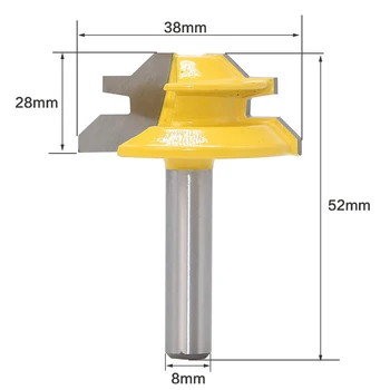 

Hot1Pc 45 Degree Lock Miter Router Bit 8Inch Shank Woodworking Tenon Milling Cutter Tool Drilling Milling For Wood Carbide Alloy