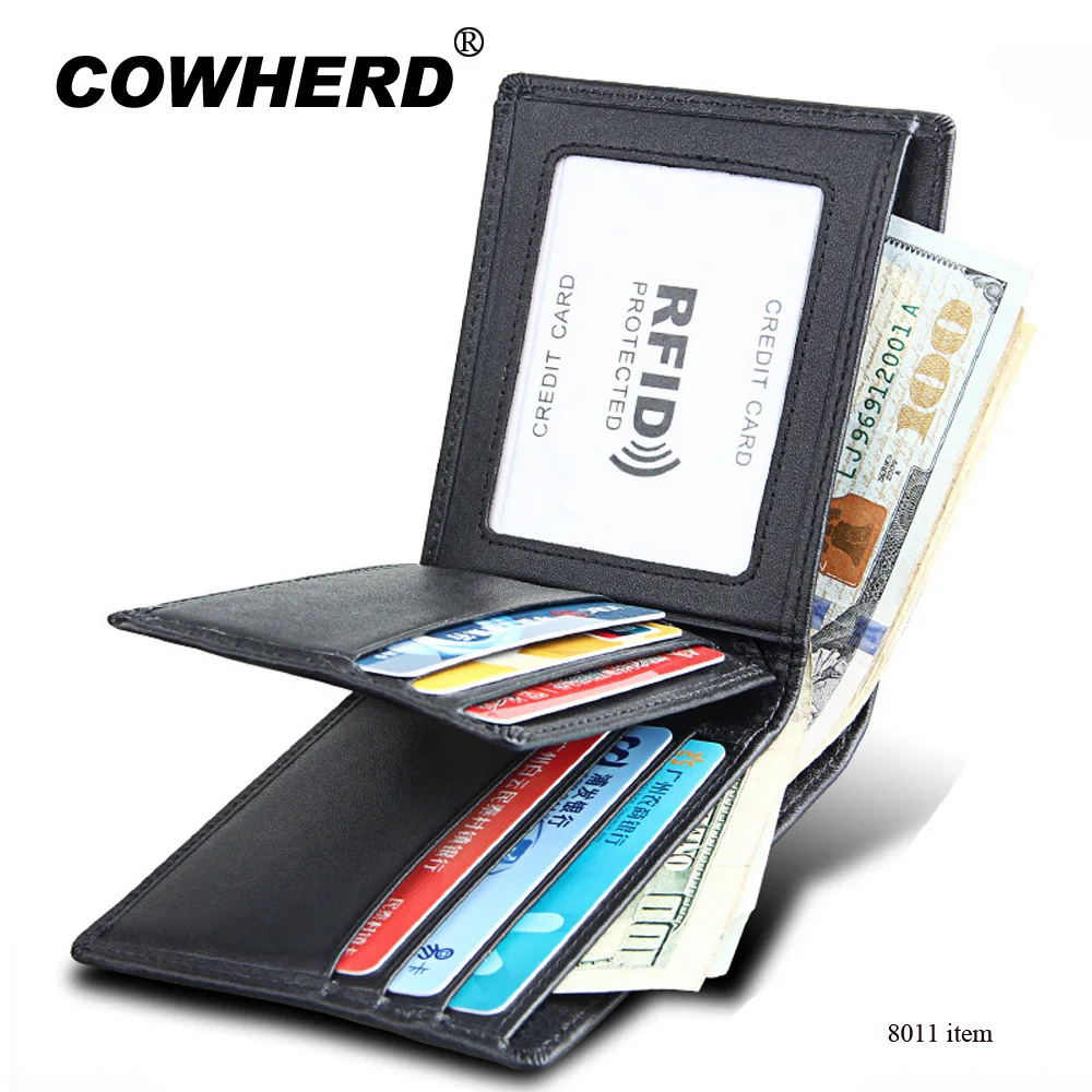 

Wallet Men RFID Blocking Soft Genuine Cow Leather Money Bag Real Cowskin Male Purses Cash Card Holder Cartera Hombre