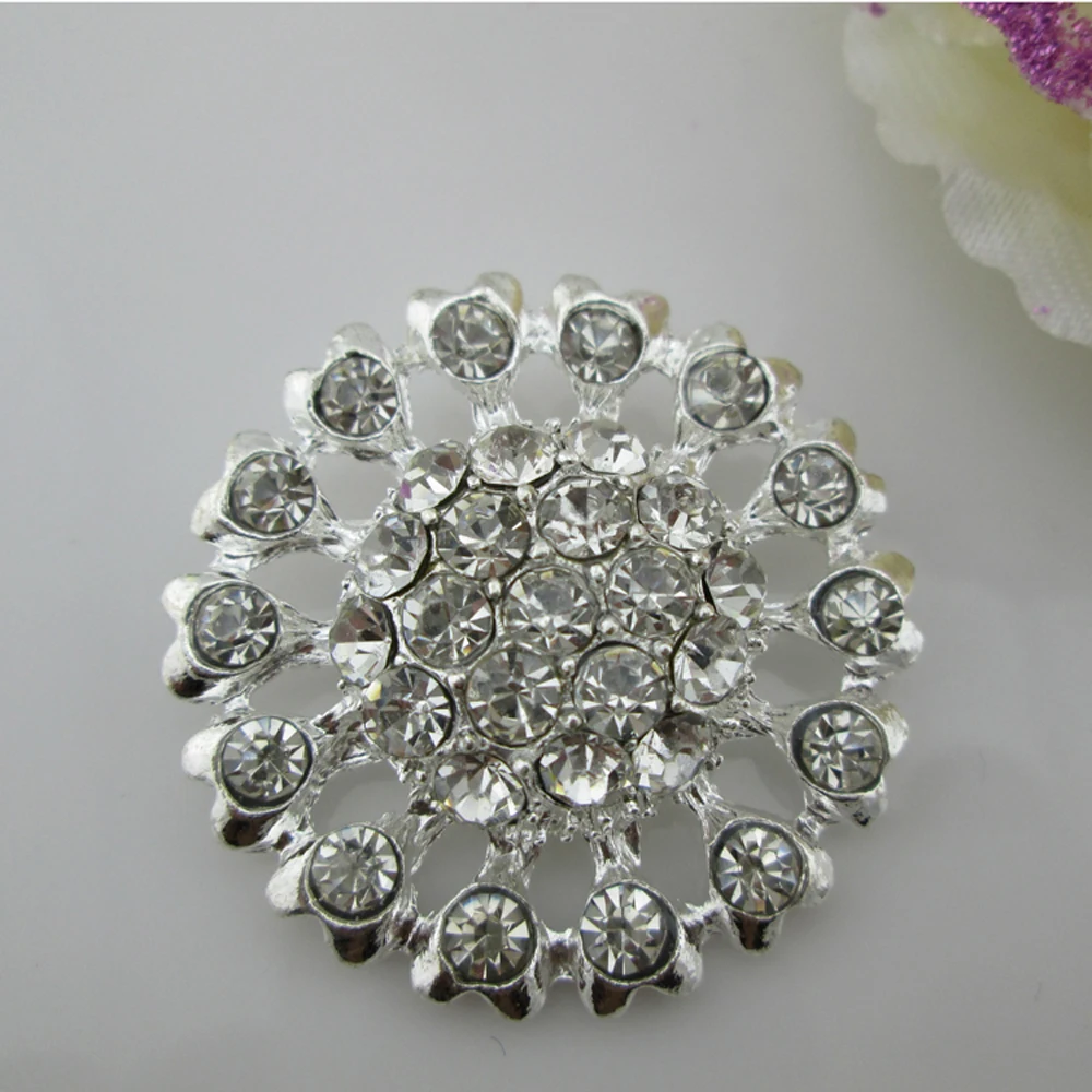 (BT294 38mm) 5pcs Large Decorative Rhinestone Metal Clothing Buttons