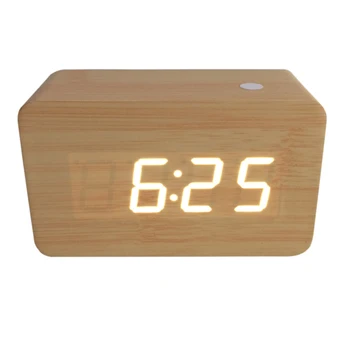 

2019 Mini sound control Alarm Clocks Thermometer Wooden clocks,Calendar,LED display Clock,digital clocks O09UQAB